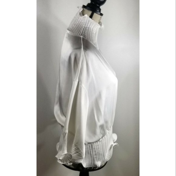 Givenchy Frilled High-Neck Women's White Blouse Size 36 NWOT - Picture 4 of 8